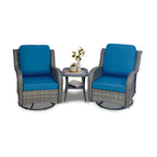 Wicker Outdoor Swivel Chairs Set with Side Table - Rattan, Weather-Resistant