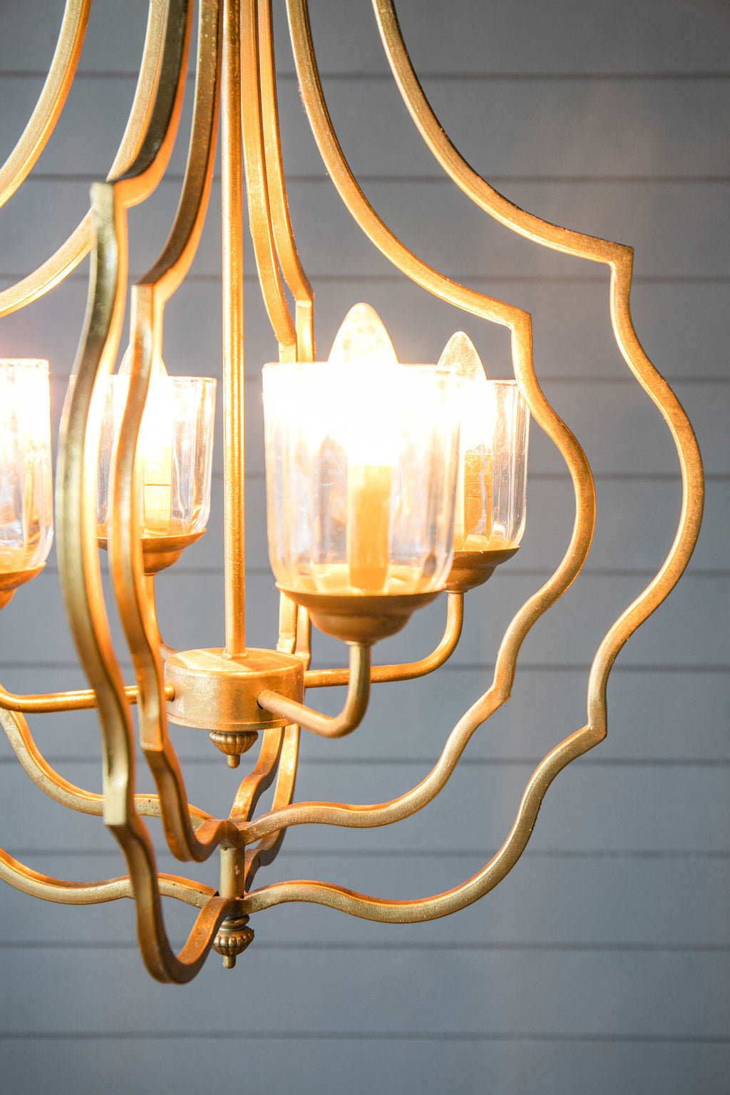4 Light Metal Chandelier, Hanging Light Fixture - Gold