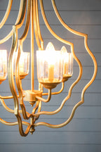 4 Light Metal Chandelier, Hanging Light Fixture - Gold