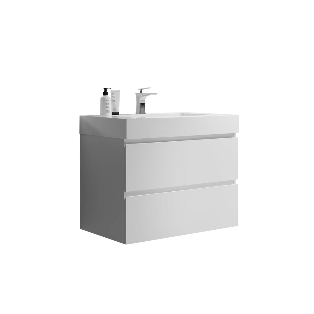 Modern Floating Bathroom Vanity with Large Storage - White or Black