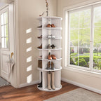 6 Tier Spinning Shoe Rack with 360° Revolving Organizer - White