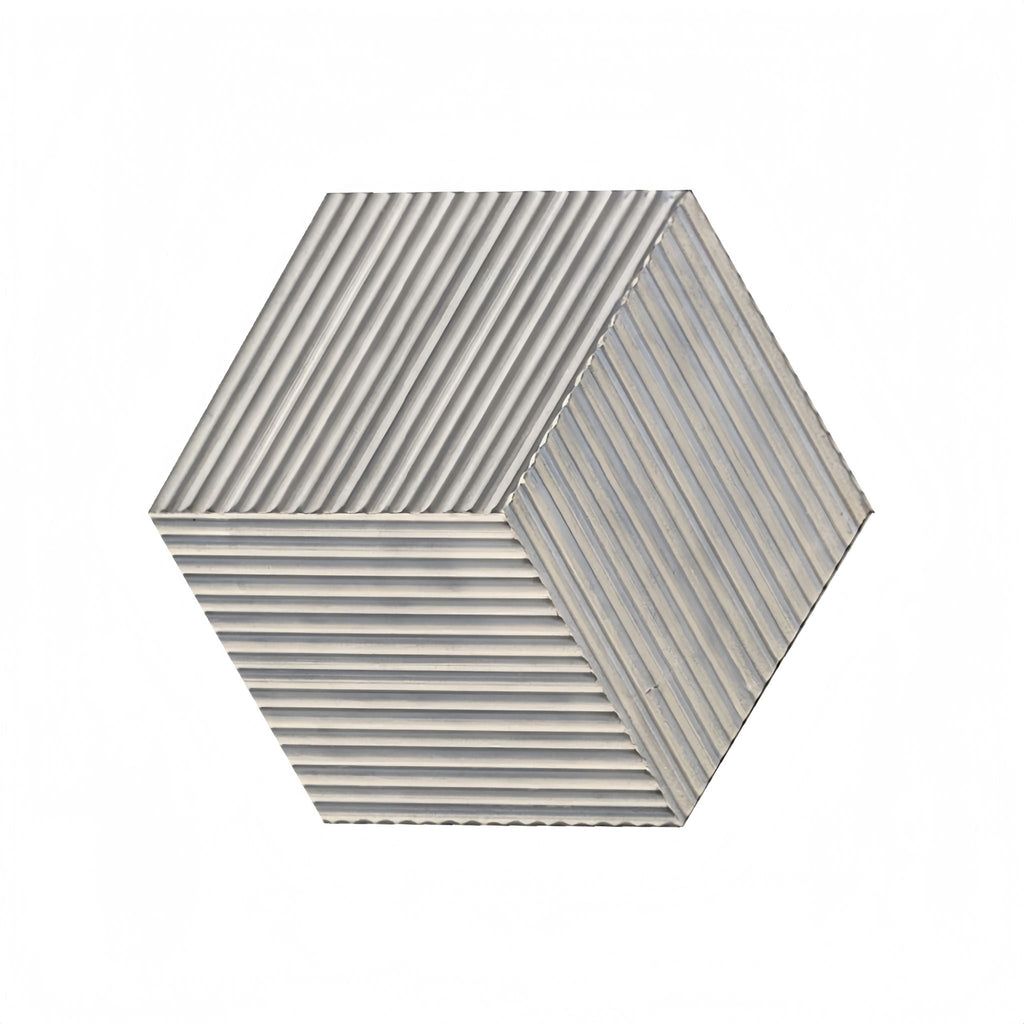 Hexagon Natural Stone Marble Decorative Tile Set with 3D Fluted Texture - Gray or White