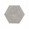 Hexagon Natural Stone Marble Decorative Tile Set with 3D Fluted Texture - Gray or White