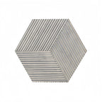 Hexagon Natural Stone Marble Decorative Tile Set with 3D Fluted Texture - Gray or White