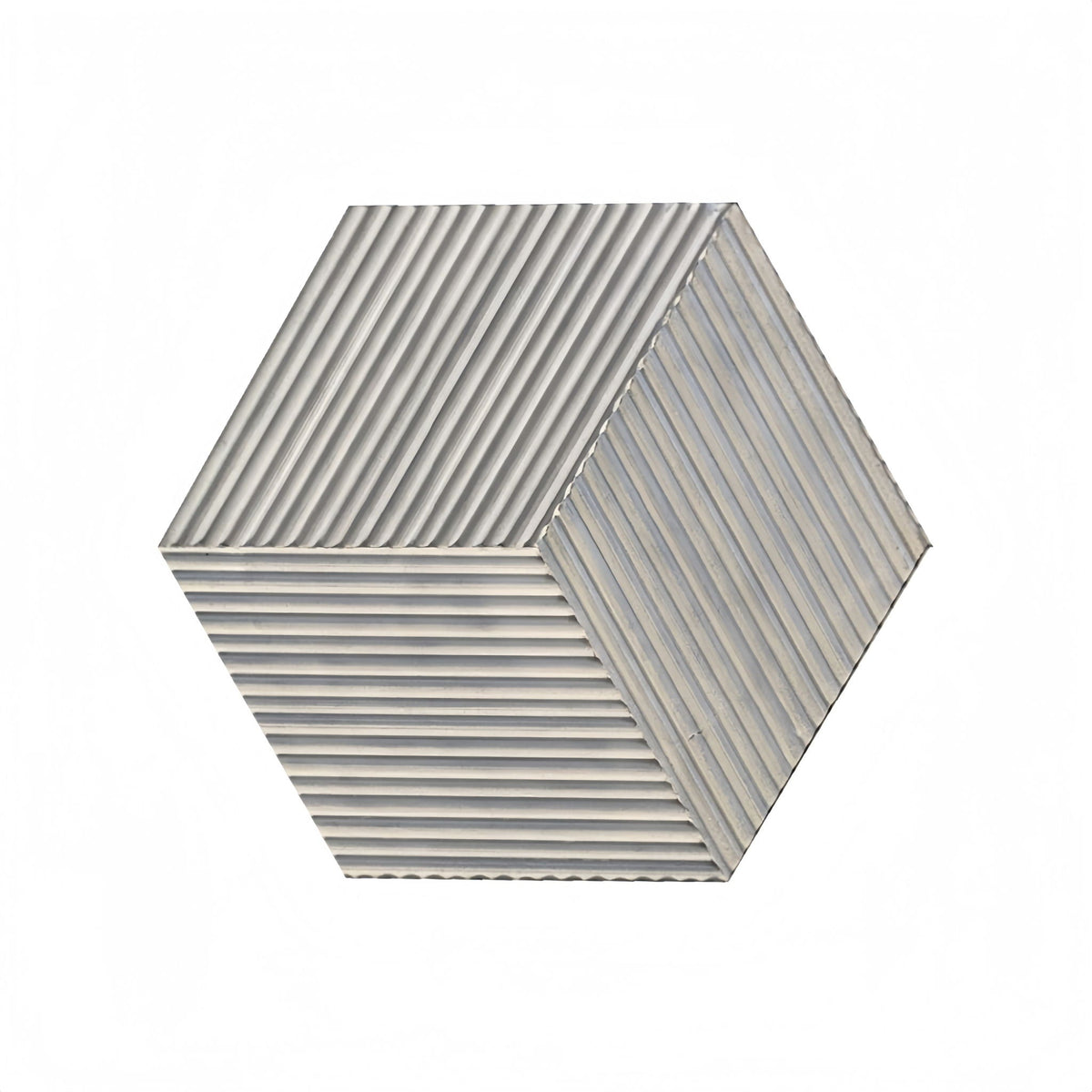 Hexagon Natural Stone Marble Decorative Tile Set with 3D Fluted Texture - Gray or White
