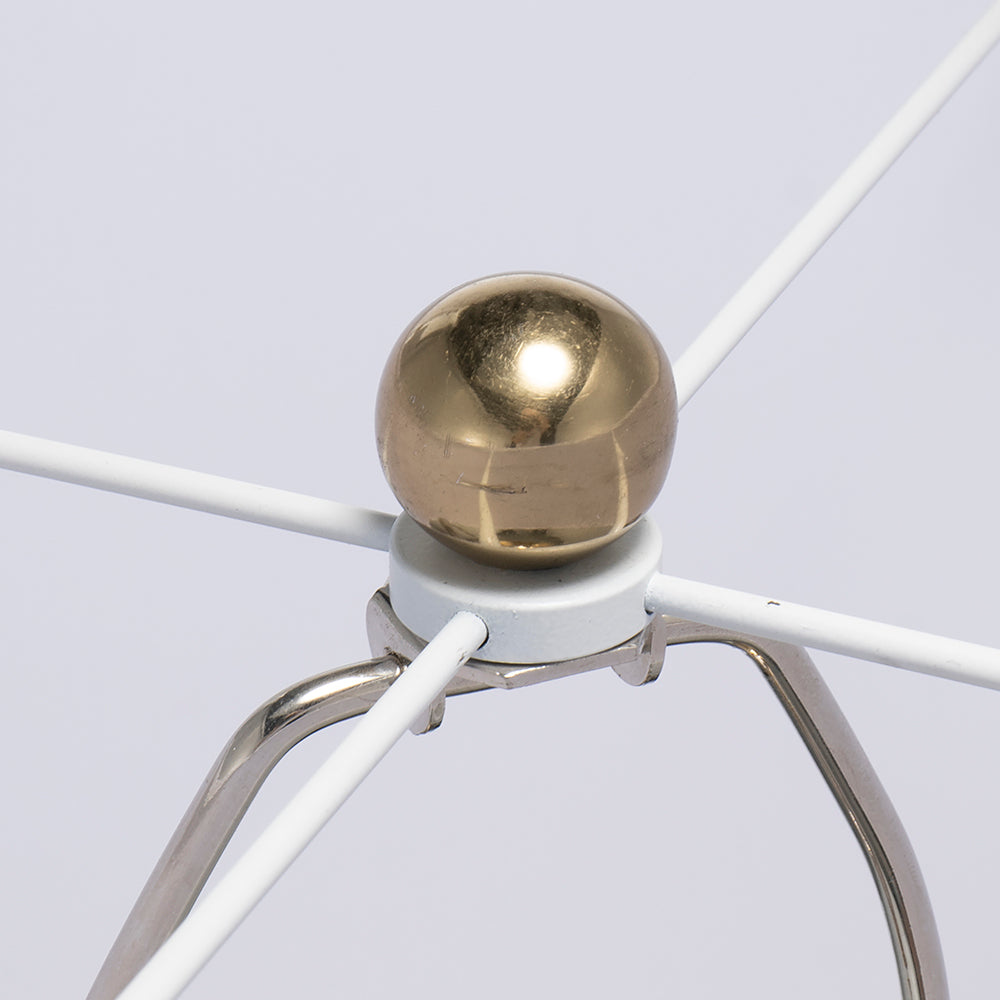 Round Aluminum Table Lamp with White Fabric Shade - Gold