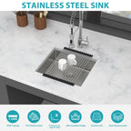 Modern Undermount Stainless Steel Kitchen Sink 16 Gauge, Deep Single Bowl - Gray