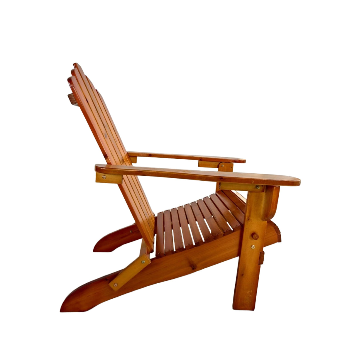 Foldable Solid Wood Adirondack Chair with Classic Design - Oak Finish