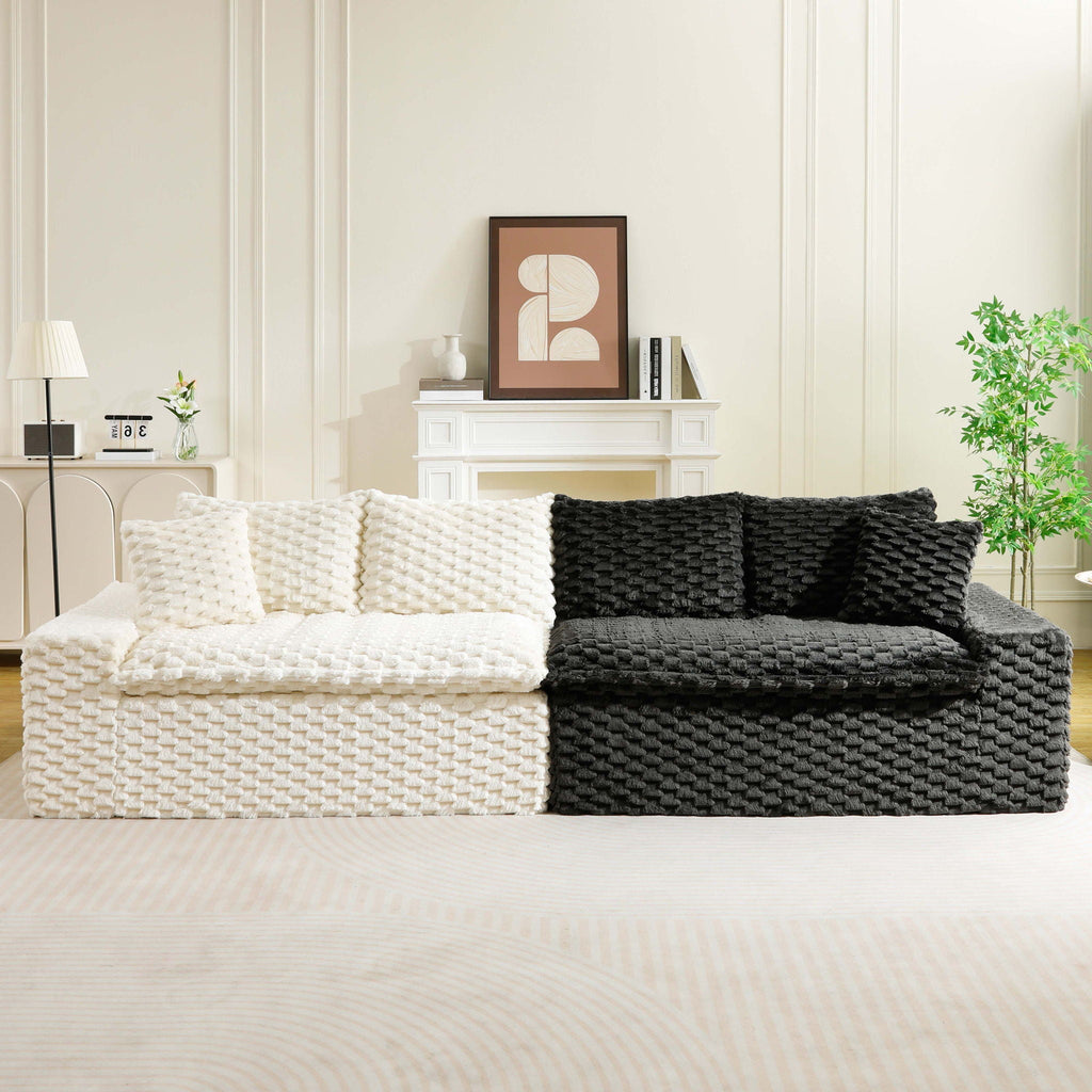 Luxury Multifunctional Sofa for Living Room with Adjustable Layout - Black, Dark Green, White, Pink