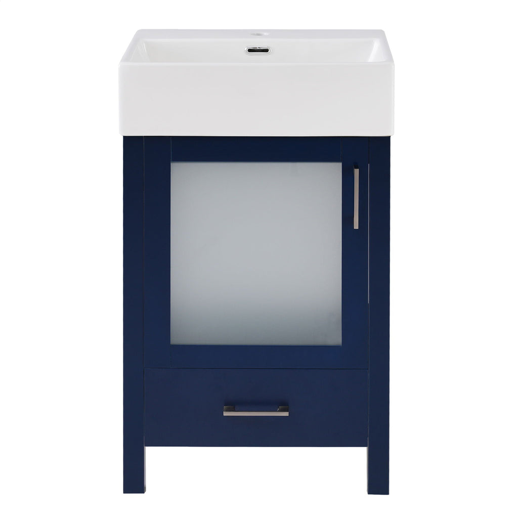 Bathroom Vanity with Ceramic Sink and Ample Storage - Blue, Green, or Black