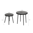 2-Pack Solar Powered Side Table with LED Light, Outdoor/Indoor Nesting Round End Table Set