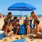 Portable Double Folding Beach Chair Set with Umbrella - Oxford Fabric