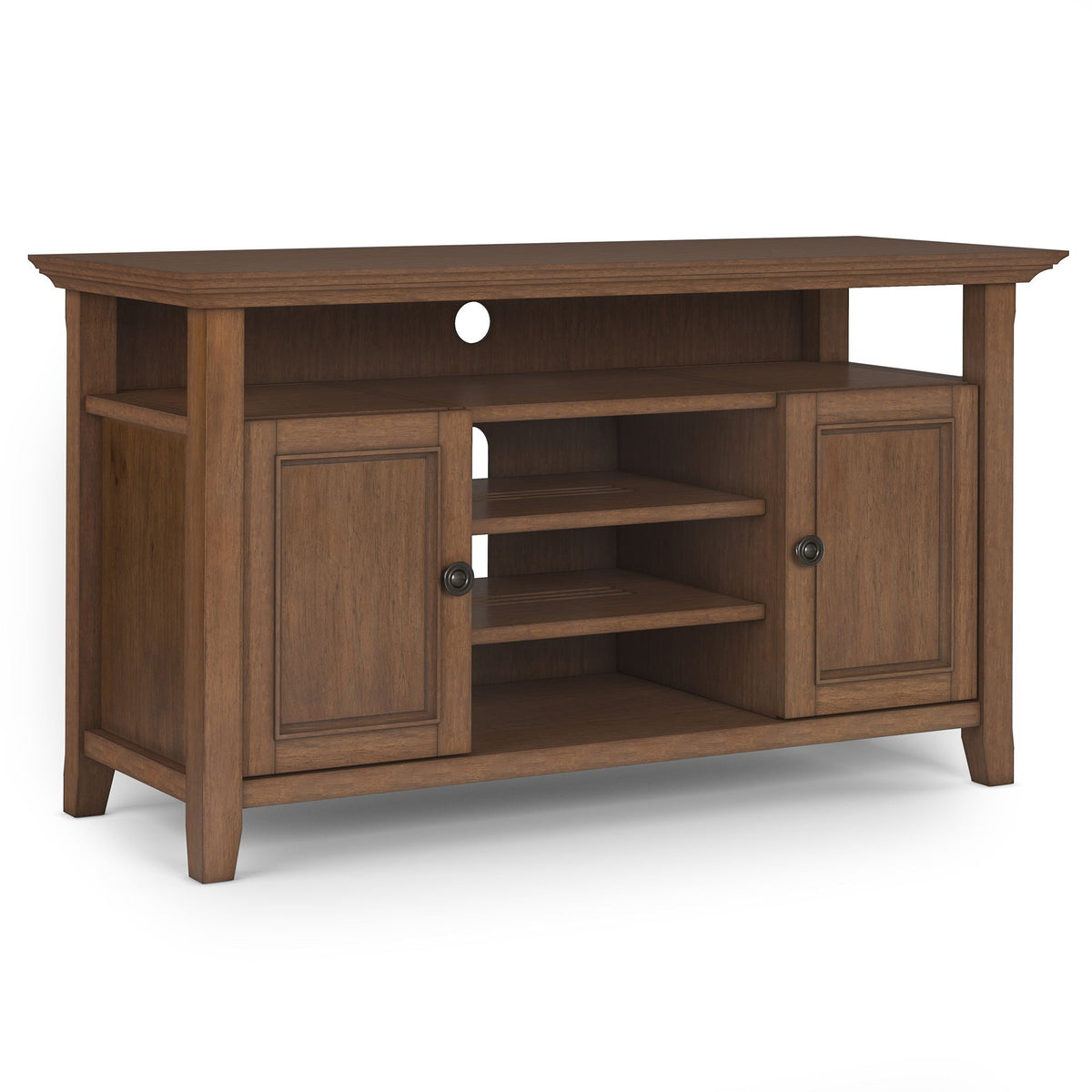 Rustic Natural Aged Brown TV Media Stand with Adjustable Shelves - Dark Brown