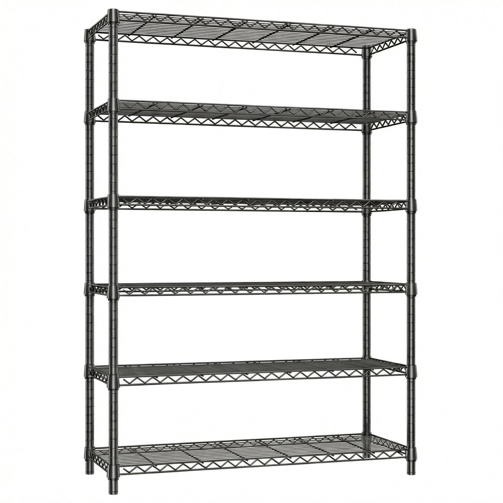6-Tier Metal Storage Shelves with 2100LBS Capacity - Carbon Steel