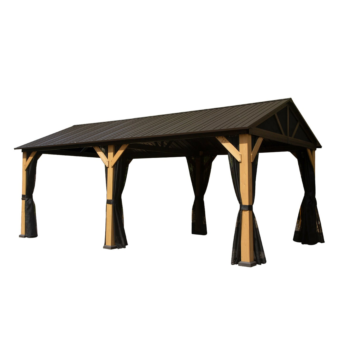 Cedar Wood Gazebo with Spacious Interior - Natural Cedar Finish