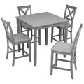Wooden 5 Piece Dining Table Set with Square Counter Height Table - Gray or Dark Brown