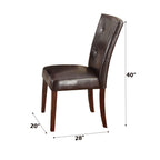 Synthetic Leather Side Chair Set with Button-Tufted Backrest - Brown / Walnut