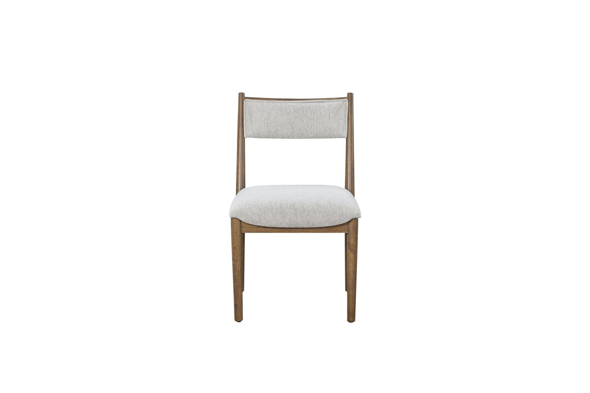 Light Brown Dining Chairs with Solid Wood Frame and Upholstered Seat - Set of 2