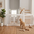 Wooden Freestanding Foldable Pet Gate with Solid Wood Construction - 24 Inch