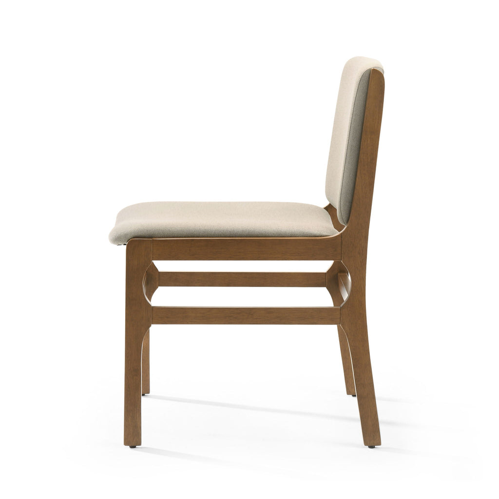 Contemporary Dining Chair Set with Upholstered Fabric Seats - Light Brown