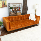 Mid Century Modern Sofa with Pet-Friendly Upholstery - White, Green, Orange