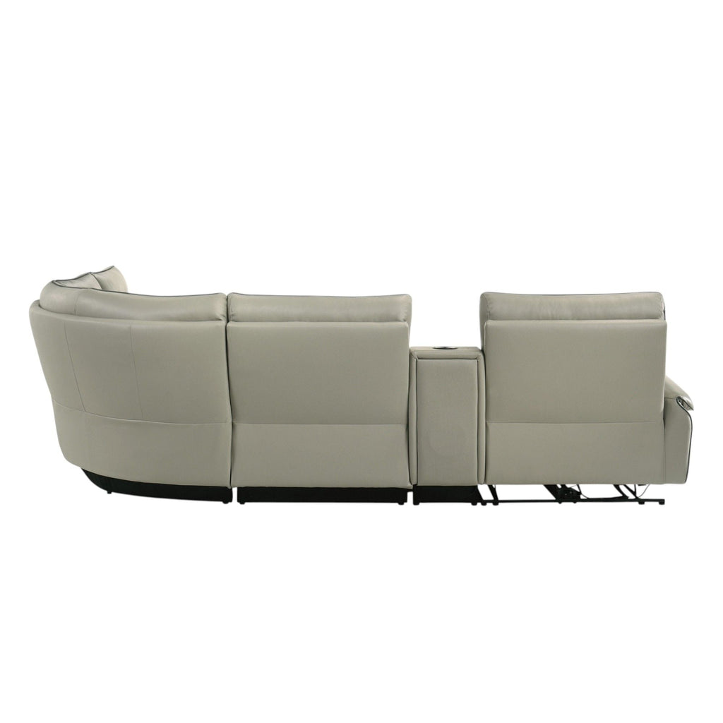 Power Motion Sectional Sofa with Cinematic Console - Light Gray