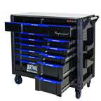 12 Layer Drawer Multi Purpose Tool Cart with Wheels and Iron Top - Black / Blue