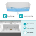 Granite Composite Quartz Kitchen Sink with Workstation - Drop In - Black or White