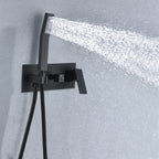 Brass Shower System with 10" Rainfall Shower Head & Handheld Sprayer - Matte Black