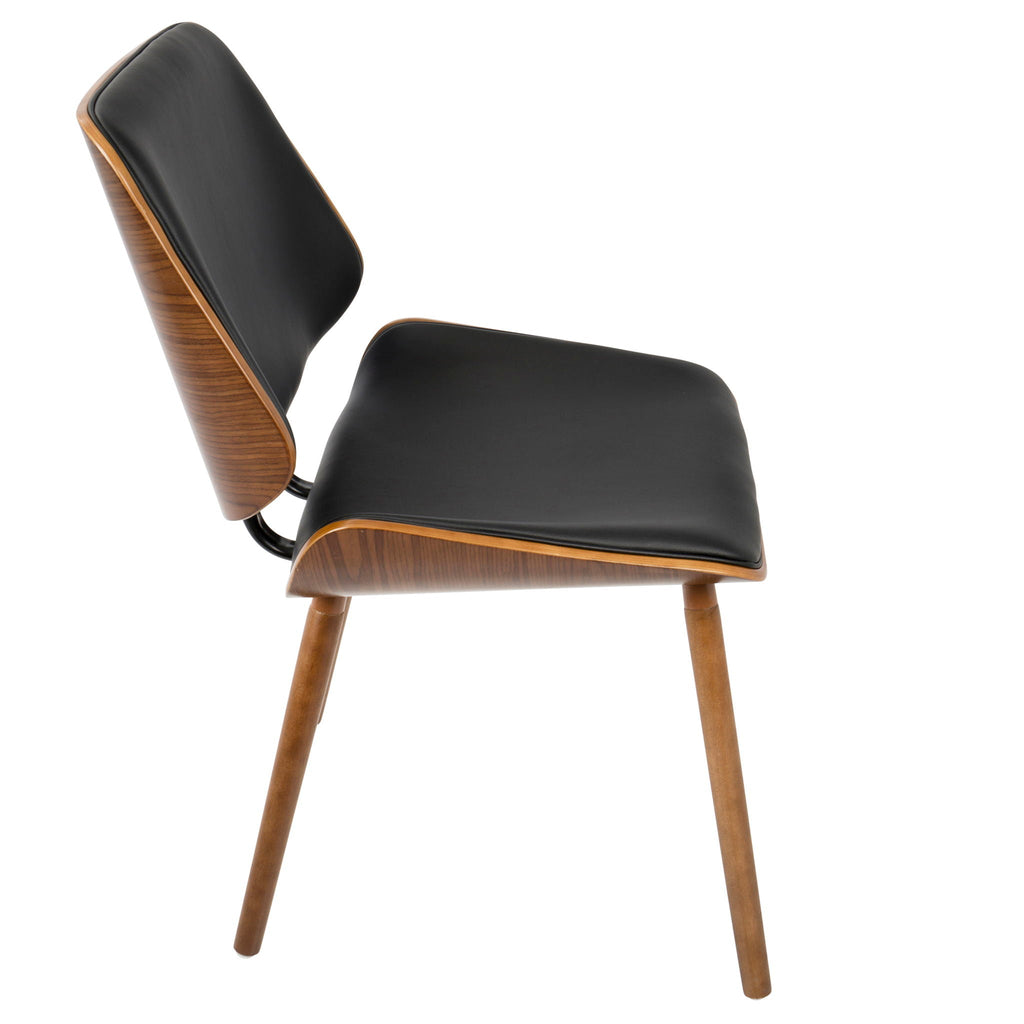 Mid-Century Modern Dining Chair Set with Padded Upholstery - Walnut/Black
