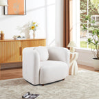 Japandi Style Accent Square Chair with Solid Wood Legs - Beige or White