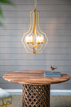 4 Light Metal Chandelier, Hanging Light Fixture - Gold