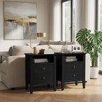 Fluted Nightstand with 2 Drawers and Soft-Close Slides - Multiple Colors