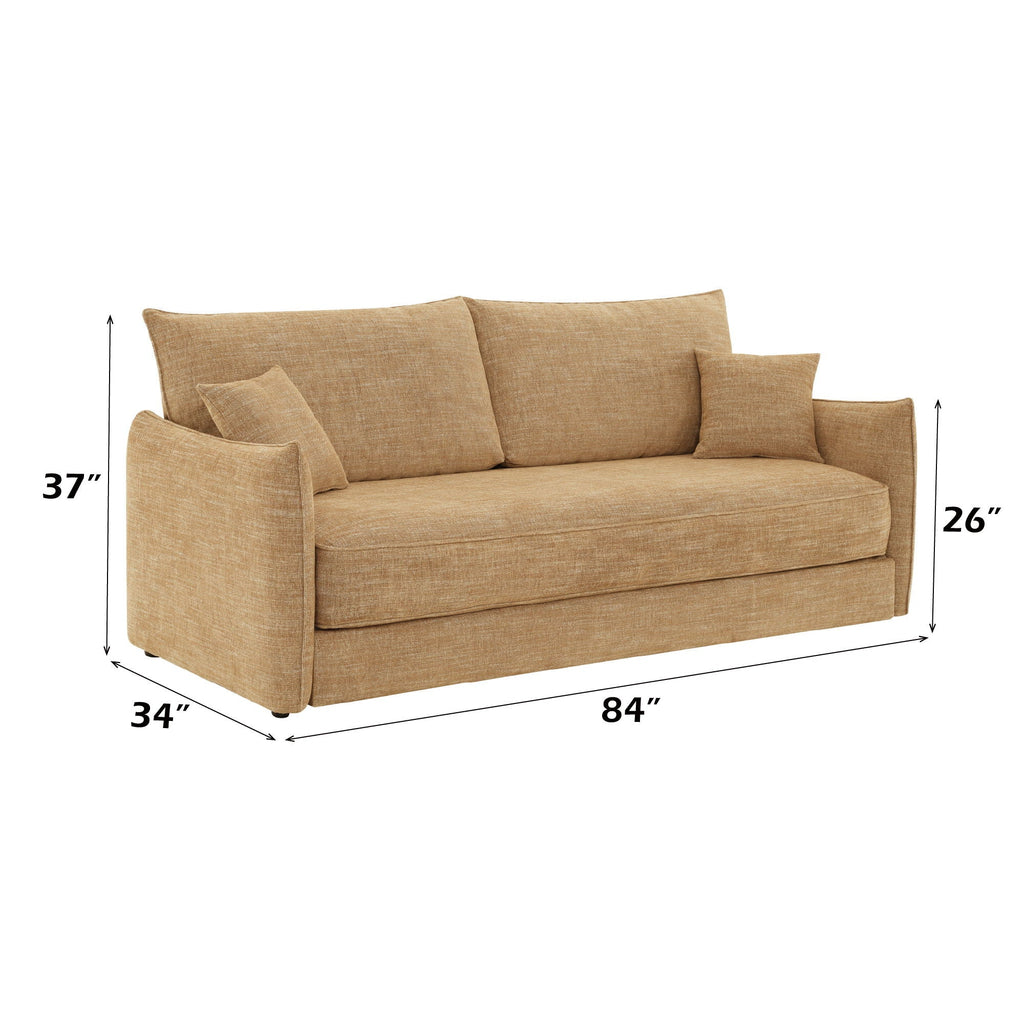 Mocha Sofa with Pocket Coil Support and 2 Pillows - Cadie