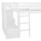 Loft Stairway Bed with Drawers and Convertible Ladder - Twin