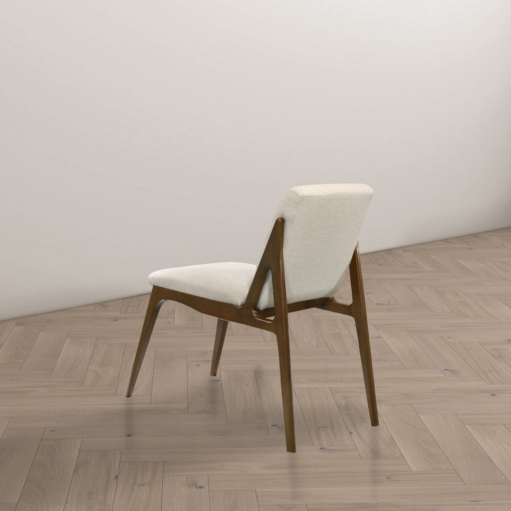Elegant Dining Chair Set with Upholstered Fabric - Light Brown or Beige