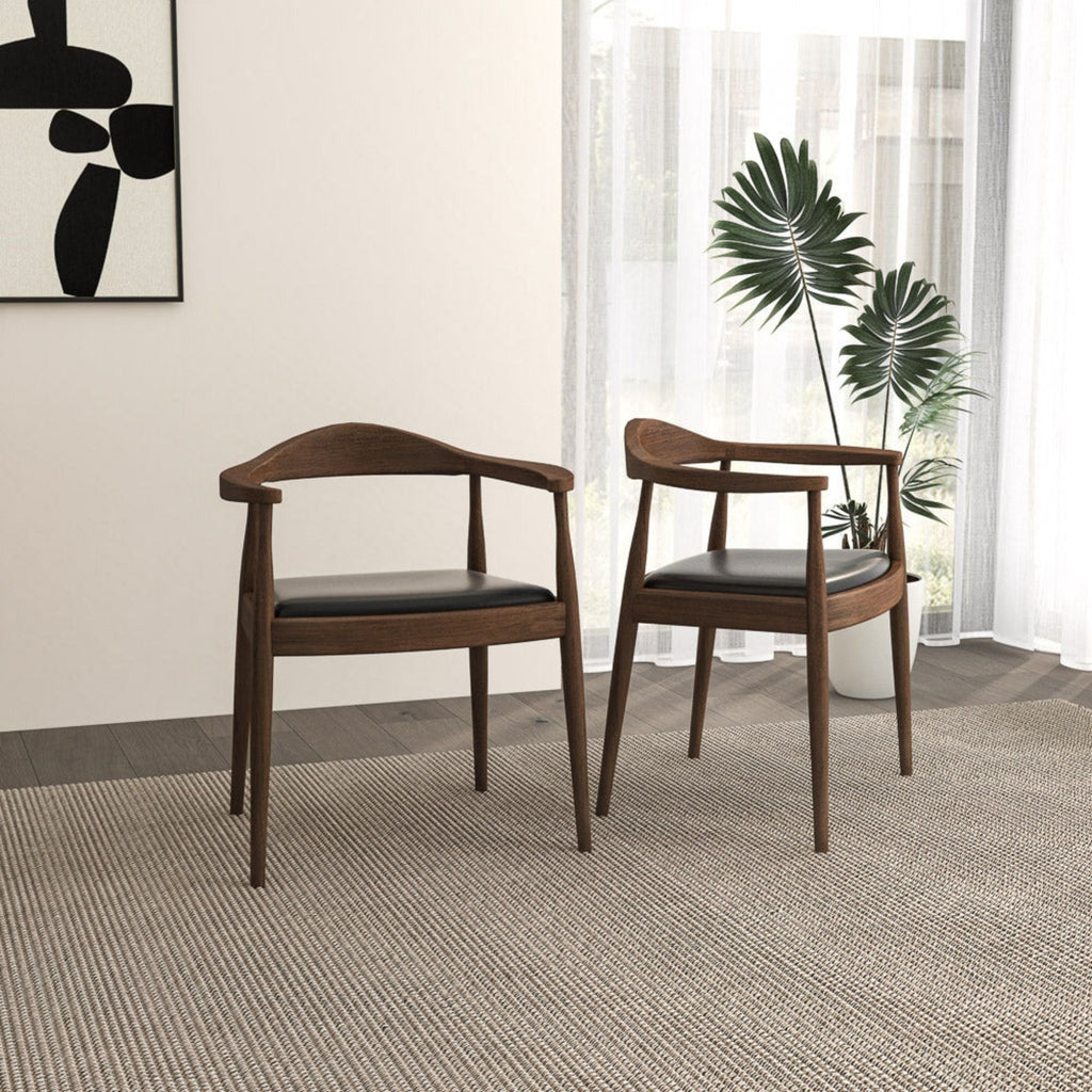 Mid-Century Modern Dining Chair with Armrests - Dark Gray or Dark Brown