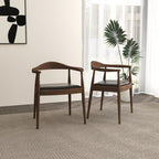 Mid-Century Modern Dining Chair with Armrests - Dark Gray or Dark Brown
