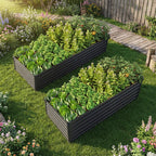 Metal Raised Garden Bed Kit with Galvanized Steel Construction - Black