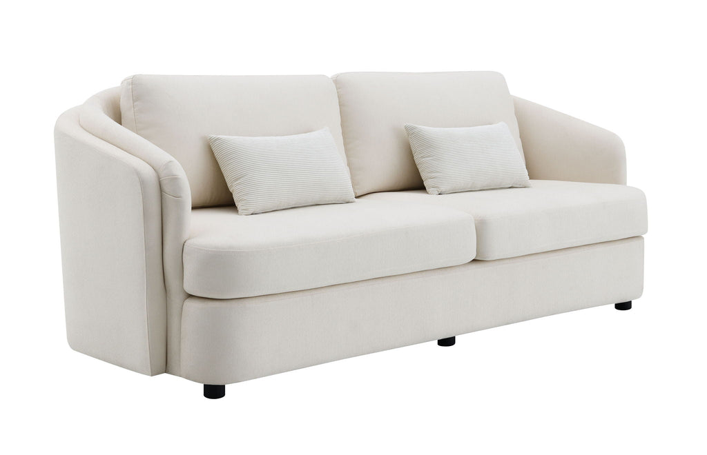 Beige Linen Sofa with 2 Toss Pillows - Mariko