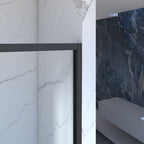 Double Sliding Shower Door with Tempered Glass - Matte Black