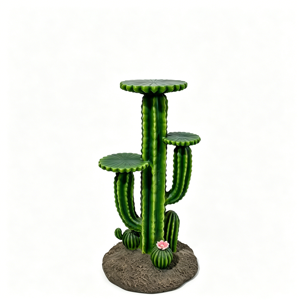 32'' Resin Saguaro Cactus Plant Stand with Three Display Shelves - Green