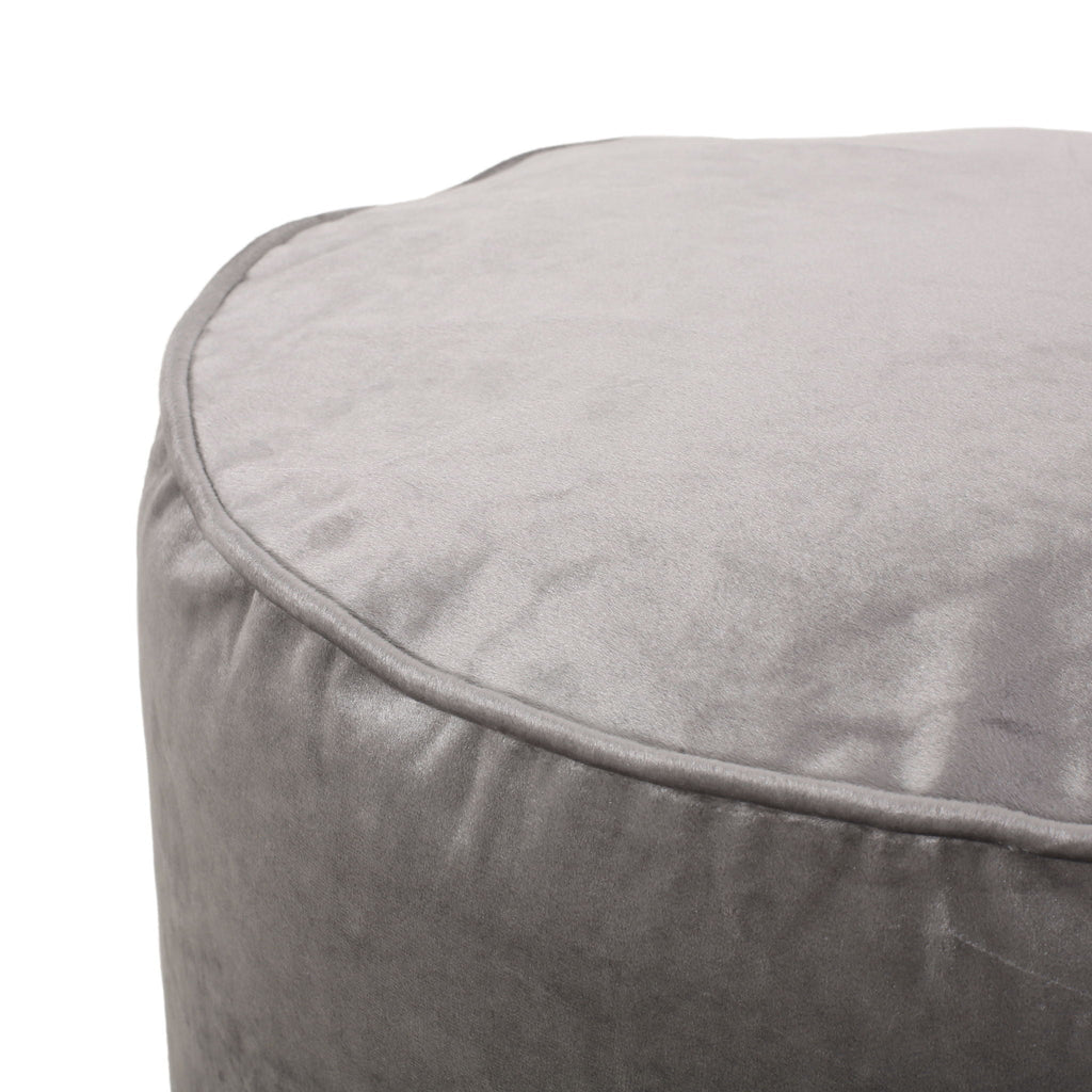 Cylinder Pouf Ottoman with Polystyrene Bead Filling - Dark Gray or Dark Brown