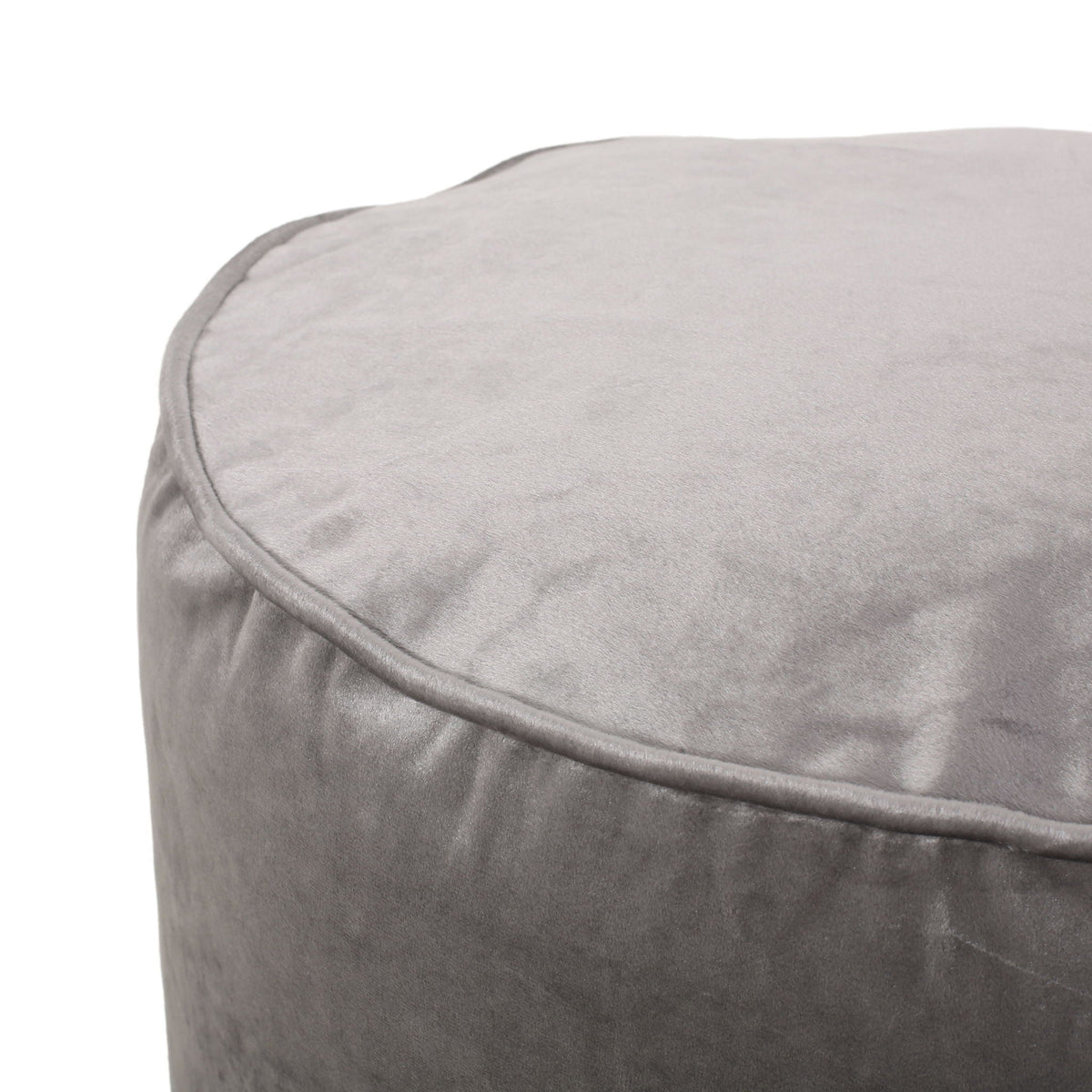 Cylinder Pouf Ottoman with Polystyrene Bead Filling - Dark Gray or Dark Brown