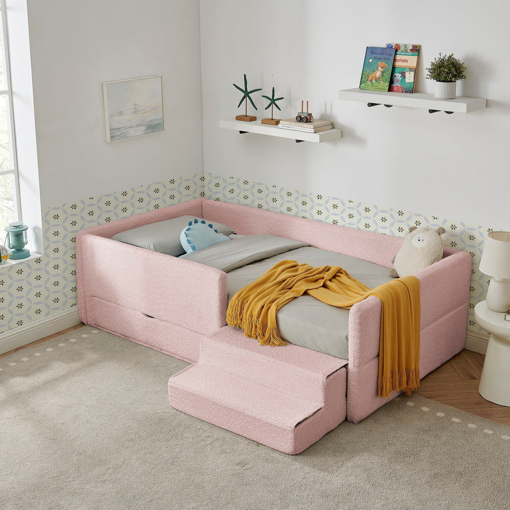 Safe Kids Bed with Guardrails and Storage - Twin, Multiple Colors