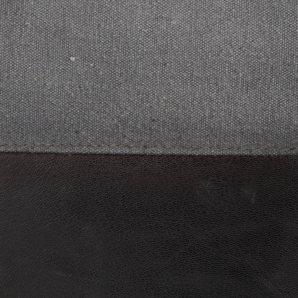 Industrial Pouf Ottoman with Side Handles - Light Brown, Dark Brown, Dark Gray