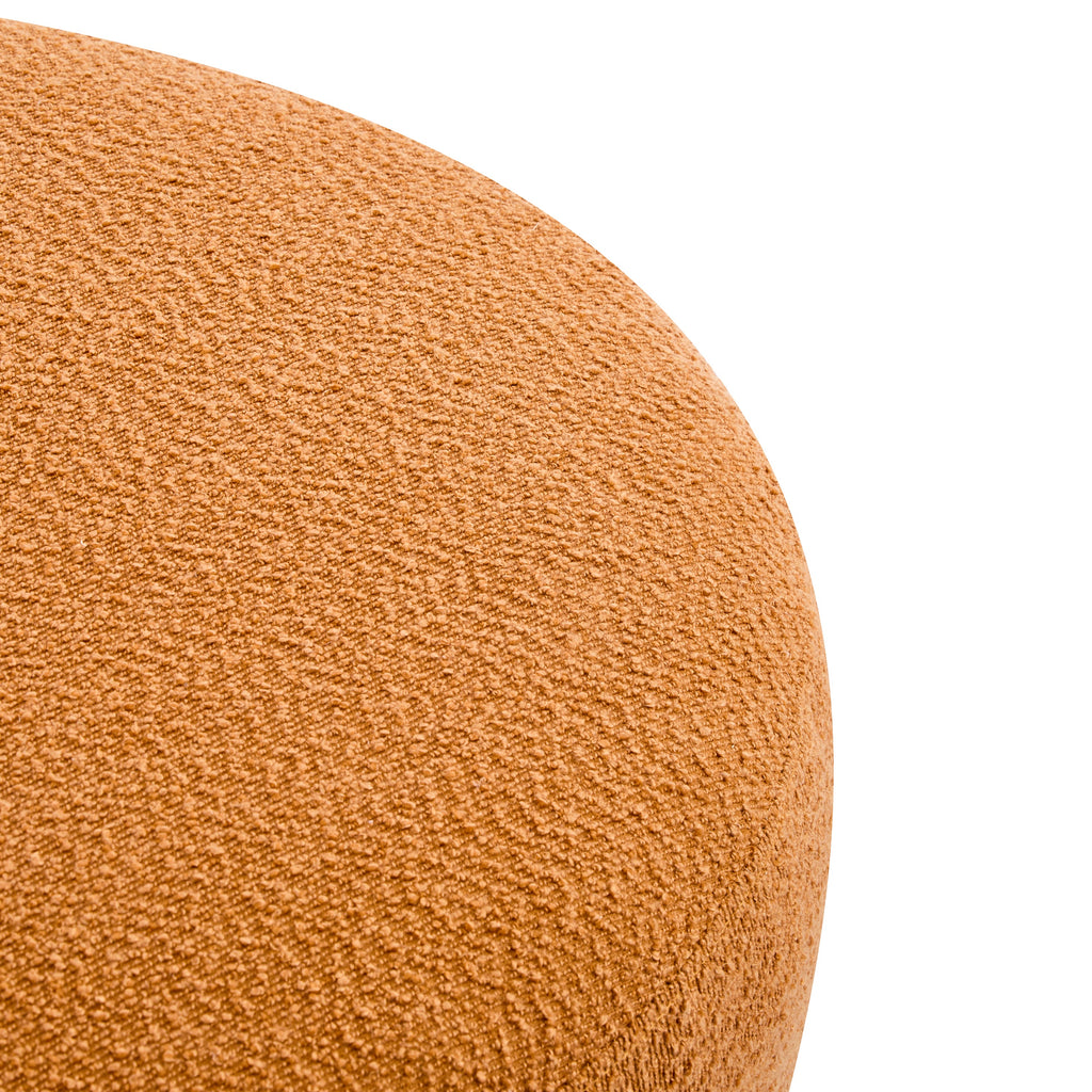 Boucle Round Ottoman with Splayed Rubber Wood Legs - Pumpkin