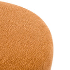 Boucle Round Ottoman with Splayed Rubber Wood Legs - Pumpkin
