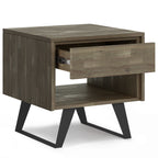 Handcrafted Acacia End Table with 1 Drawer - Light Brown, Dark Gray, or Dark Brown