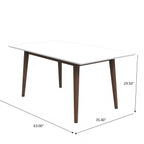 Modern Rectangular Dining Table with Solid Wood Construction - Dark Brown or White